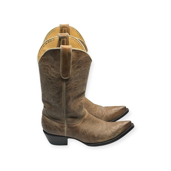 Old Gringo 𖤐 Yippee Ki Distressed Leather Tall Snip Toe Cowboy Boots 𖤐 Tan 𖤐 7.5 - Picture 2 of 16